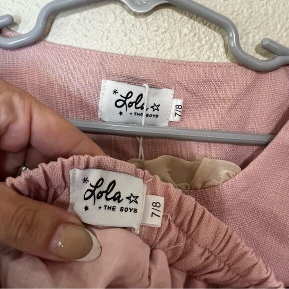 Lola & the Boys Pink Linen Summer Pleated Skirt Suit Yourself Set NEW 7/8 - Picture 5 of 9